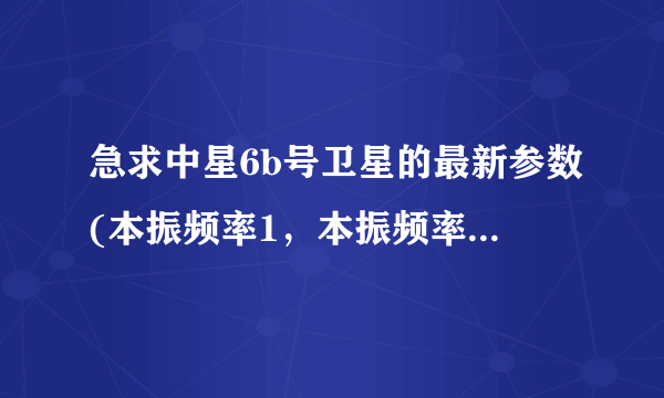 急求中星6b号卫星的最新参数(本振频率1，本振频率2，下行频率，符号率