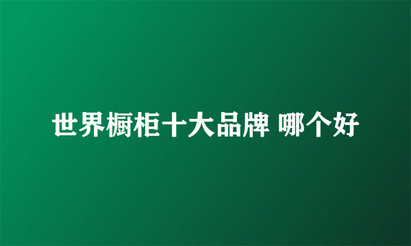 世界橱柜十大品牌 哪个好