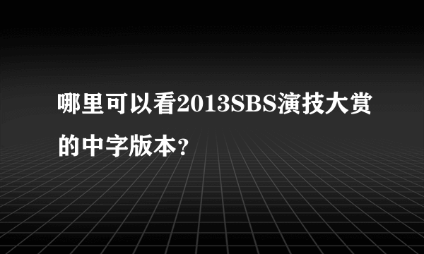 哪里可以看2013SBS演技大赏的中字版本？