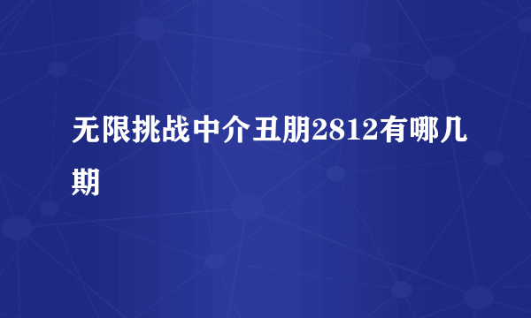 无限挑战中介丑朋2812有哪几期