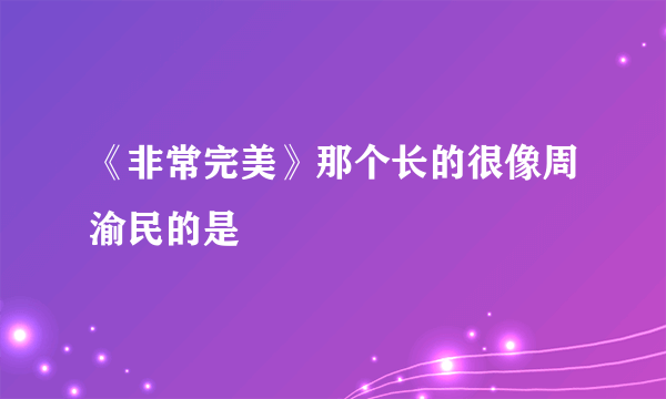 《非常完美》那个长的很像周渝民的是