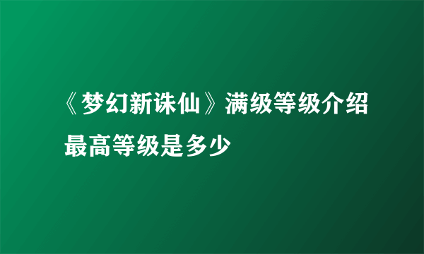 《梦幻新诛仙》满级等级介绍 最高等级是多少