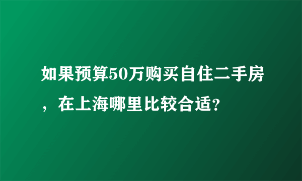 如果预算50万购买自住二手房，在上海哪里比较合适？