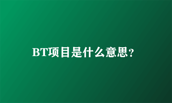 BT项目是什么意思？