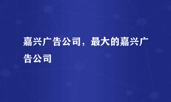 嘉兴广告公司，最大的嘉兴广告公司