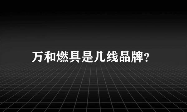 万和燃具是几线品牌？