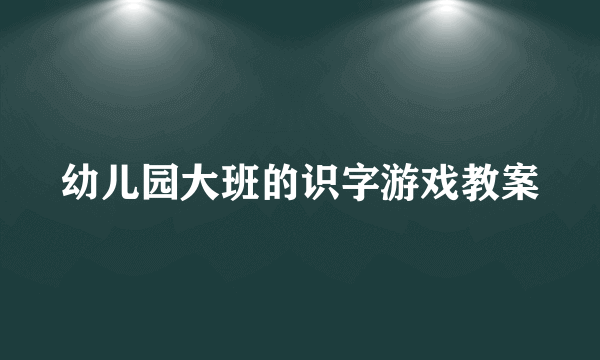 幼儿园大班的识字游戏教案