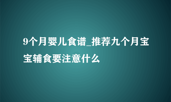 9个月婴儿食谱_推荐九个月宝宝辅食要注意什么