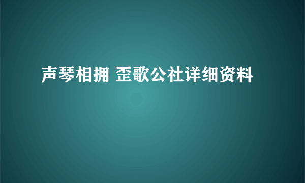 声琴相拥 歪歌公社详细资料