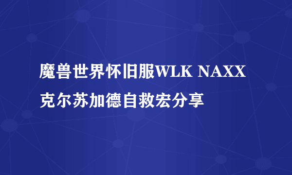 魔兽世界怀旧服WLK NAXX克尔苏加德自救宏分享