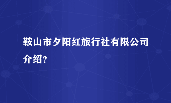 鞍山市夕阳红旅行社有限公司介绍？