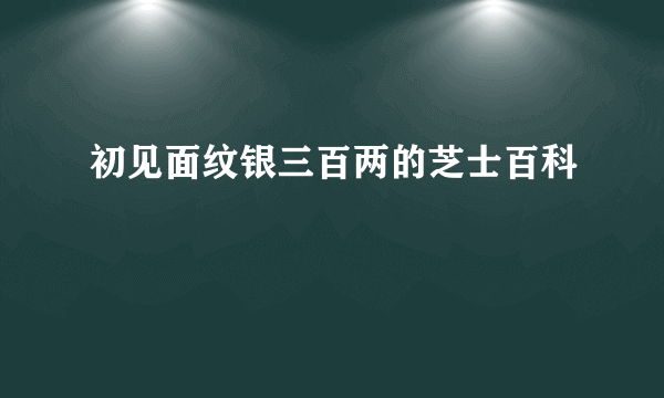 初见面纹银三百两的芝士百科