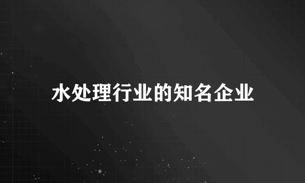 水处理行业的知名企业