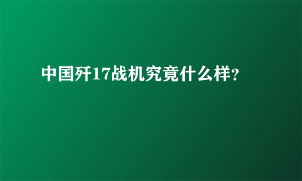 中国歼17战机究竟什么样？