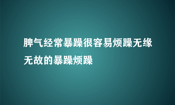 脾气经常暴躁很容易烦躁无缘无故的暴躁烦躁