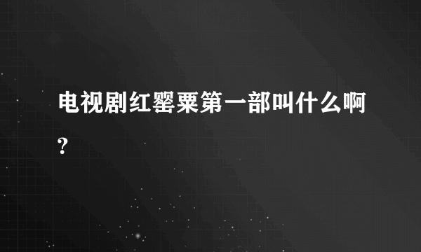 电视剧红罂粟第一部叫什么啊？