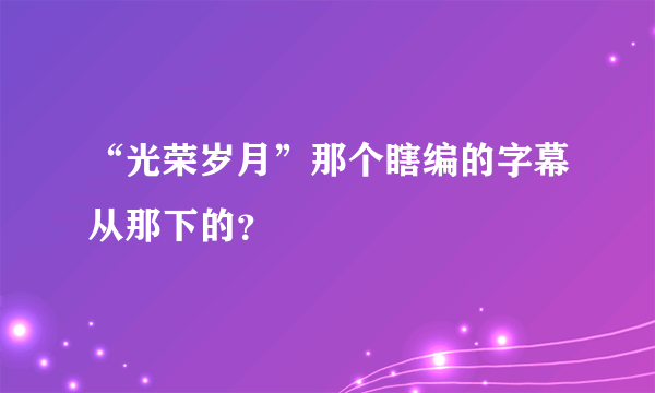 “光荣岁月”那个瞎编的字幕从那下的？