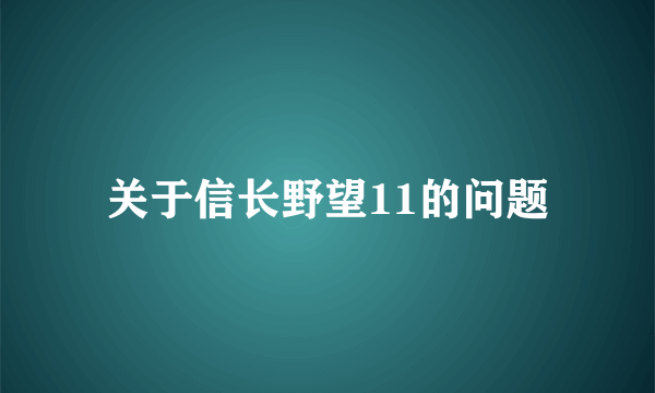 关于信长野望11的问题