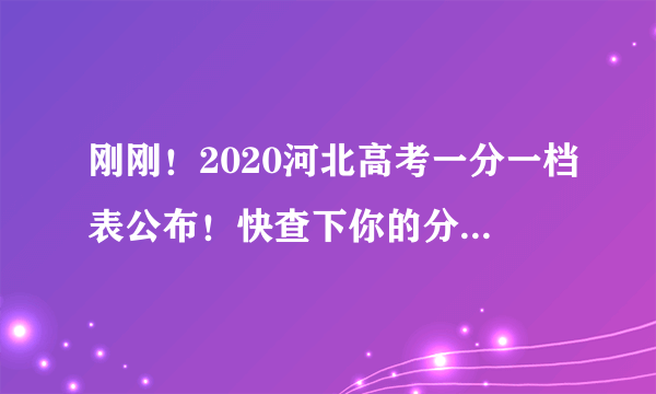 刚刚！2020河北高考一分一档表公布！快查下你的分数在全省排多少？