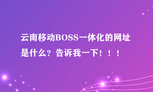 云南移动BOSS一体化的网址是什么？告诉我一下！！！