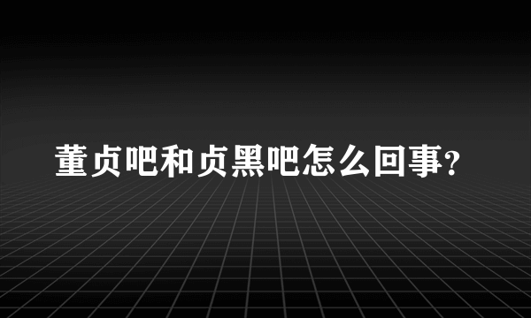 董贞吧和贞黑吧怎么回事？