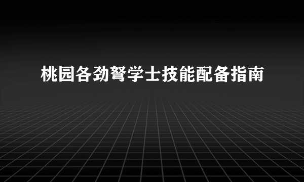 桃园各劲弩学士技能配备指南