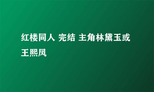 红楼同人 完结 主角林黛玉或王熙凤