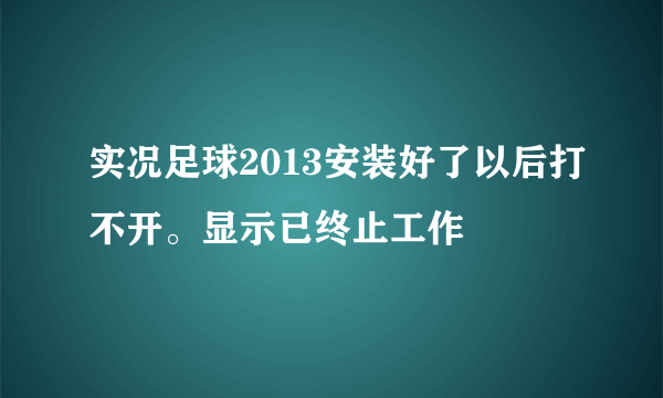 实况足球2013安装好了以后打不开。显示已终止工作