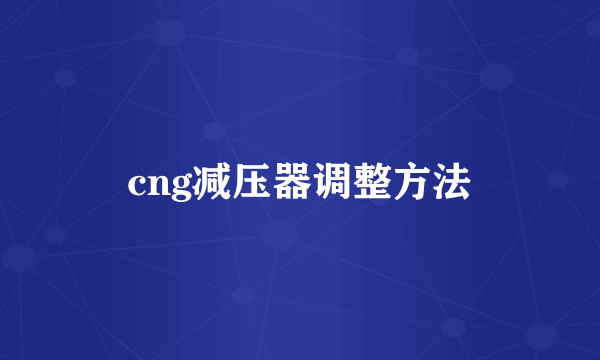 cng减压器调整方法