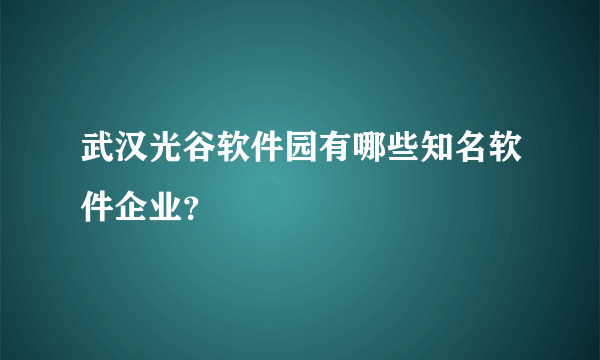 武汉光谷软件园有哪些知名软件企业？