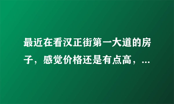 最近在看汉正街第一大道的房子，感觉价格还是有点高，这个小区之前价格如何？大概多少钱？