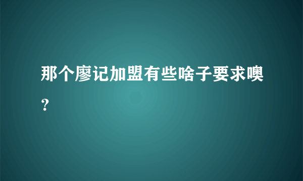 那个廖记加盟有些啥子要求噢？