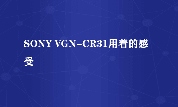 SONY VGN-CR31用着的感受