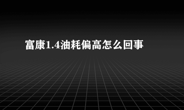 富康1.4油耗偏高怎么回事