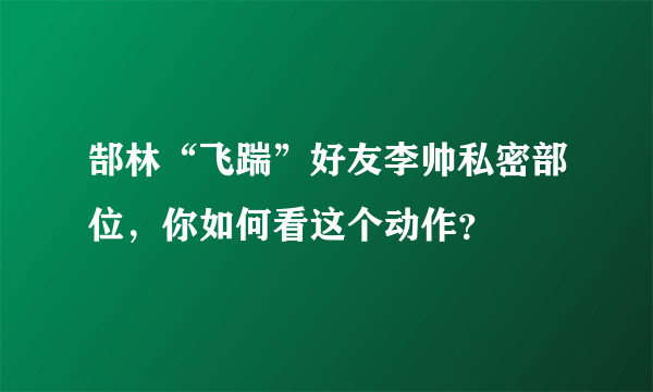 郜林“飞踹”好友李帅私密部位，你如何看这个动作？