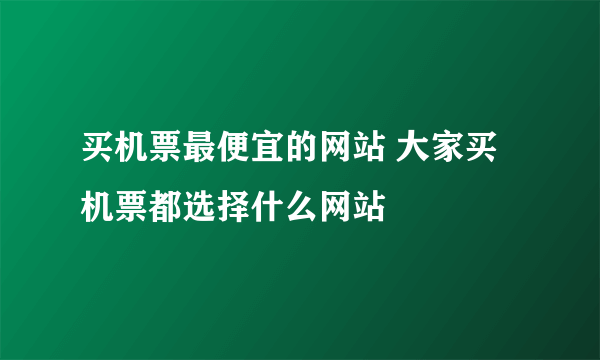 买机票最便宜的网站 大家买机票都选择什么网站