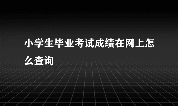 小学生毕业考试成绩在网上怎么查询