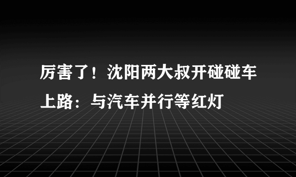 厉害了！沈阳两大叔开碰碰车上路：与汽车并行等红灯