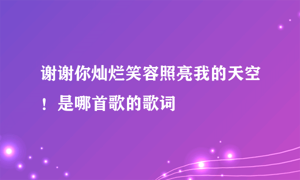 谢谢你灿烂笑容照亮我的天空！是哪首歌的歌词