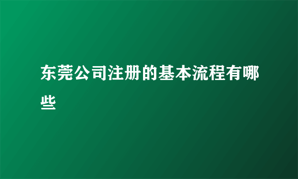 东莞公司注册的基本流程有哪些