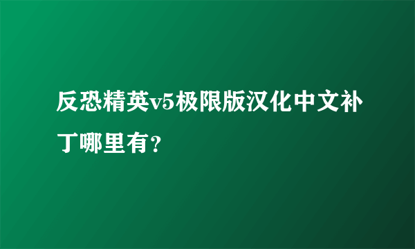反恐精英v5极限版汉化中文补丁哪里有？