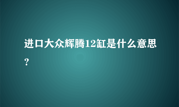 进口大众辉腾12缸是什么意思？