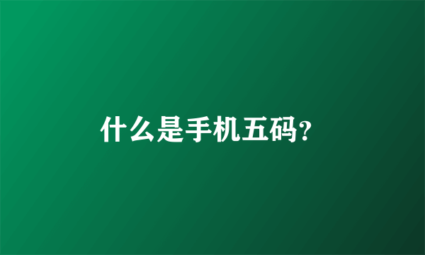 什么是手机五码？