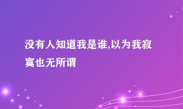没有人知道我是谁,以为我寂寞也无所谓
