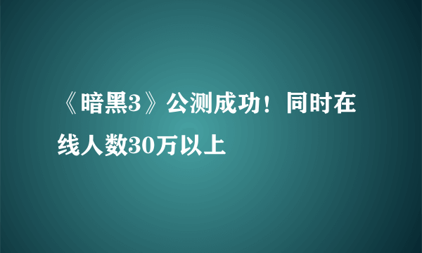 《暗黑3》公测成功！同时在线人数30万以上