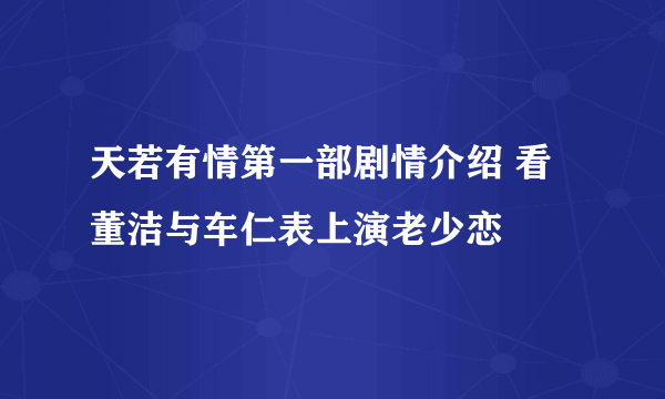 天若有情第一部剧情介绍 看董洁与车仁表上演老少恋