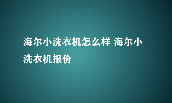 海尔小洗衣机怎么样 海尔小洗衣机报价