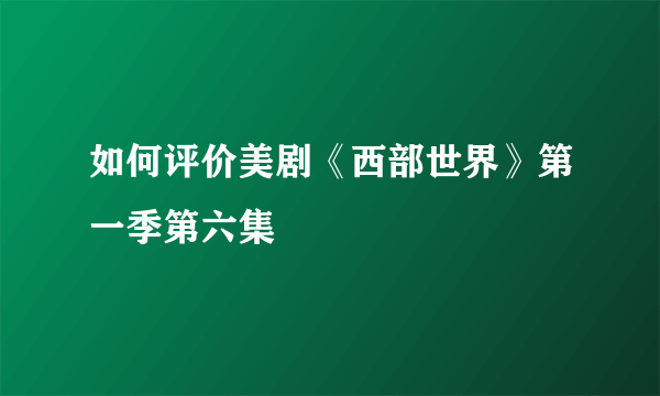 如何评价美剧《西部世界》第一季第六集
