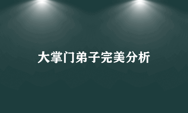 大掌门弟子完美分析
