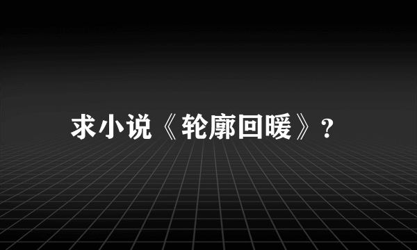 求小说《轮廓回暖》？